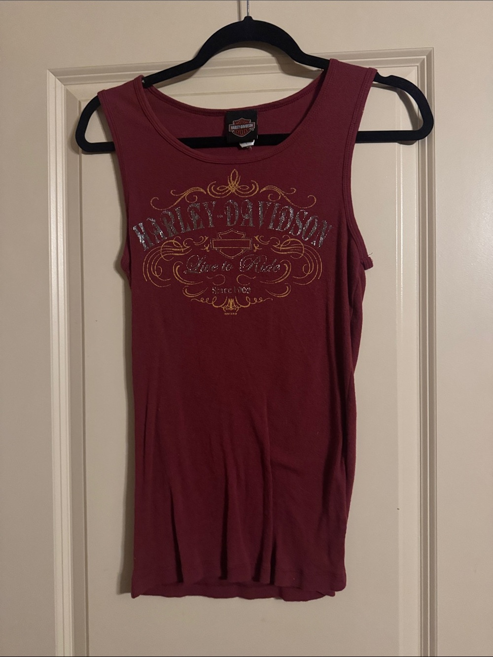 Harley-Davidson Women's Burgundy Graphic Tank with Metallic Logo